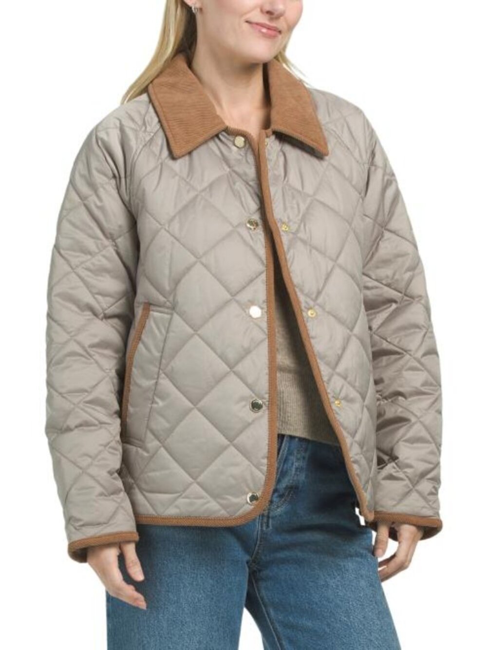 LONDON FOG Missy Corduroy Collared Quilted Jacket
